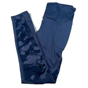 Under Armour Women's Cold Gear Leggings Medium Navy Blue Camo EUC